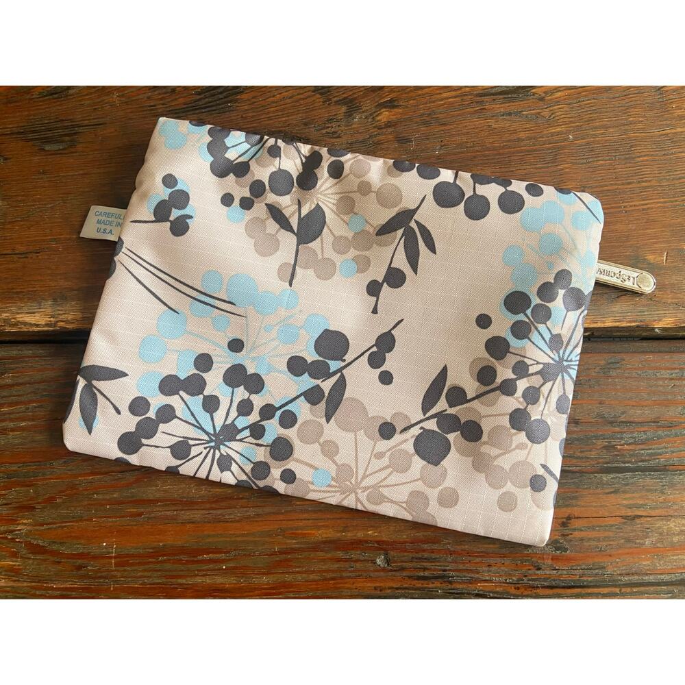 LESPORTSAC Gray/Beige Floral Zip Pouch - Picture 4 of 6